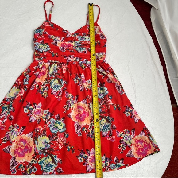 Roxy red multicolor floral skater sundress with adjustable straps S - Picture 12 of 12